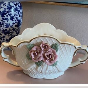 Vintage Floral Grandmillennial Planter w/ Handles